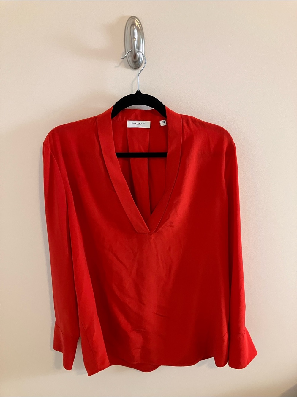 Equipment Femme Charlina Silk Blouse‎ in Aura Orange Red Large
